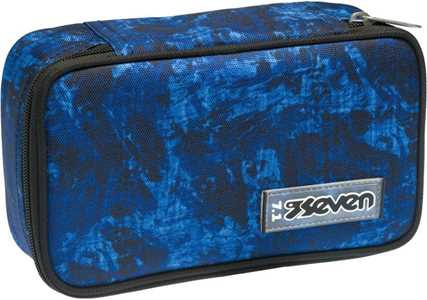 Cartoleria Astuccio Quick Case Seven Freethink Boy Blue nero fantasia onde - 23,5 x 11 x 6 cm Seven